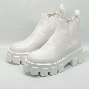 Prada Monolith Leather Lug-Sole Chelsea Boots size 37